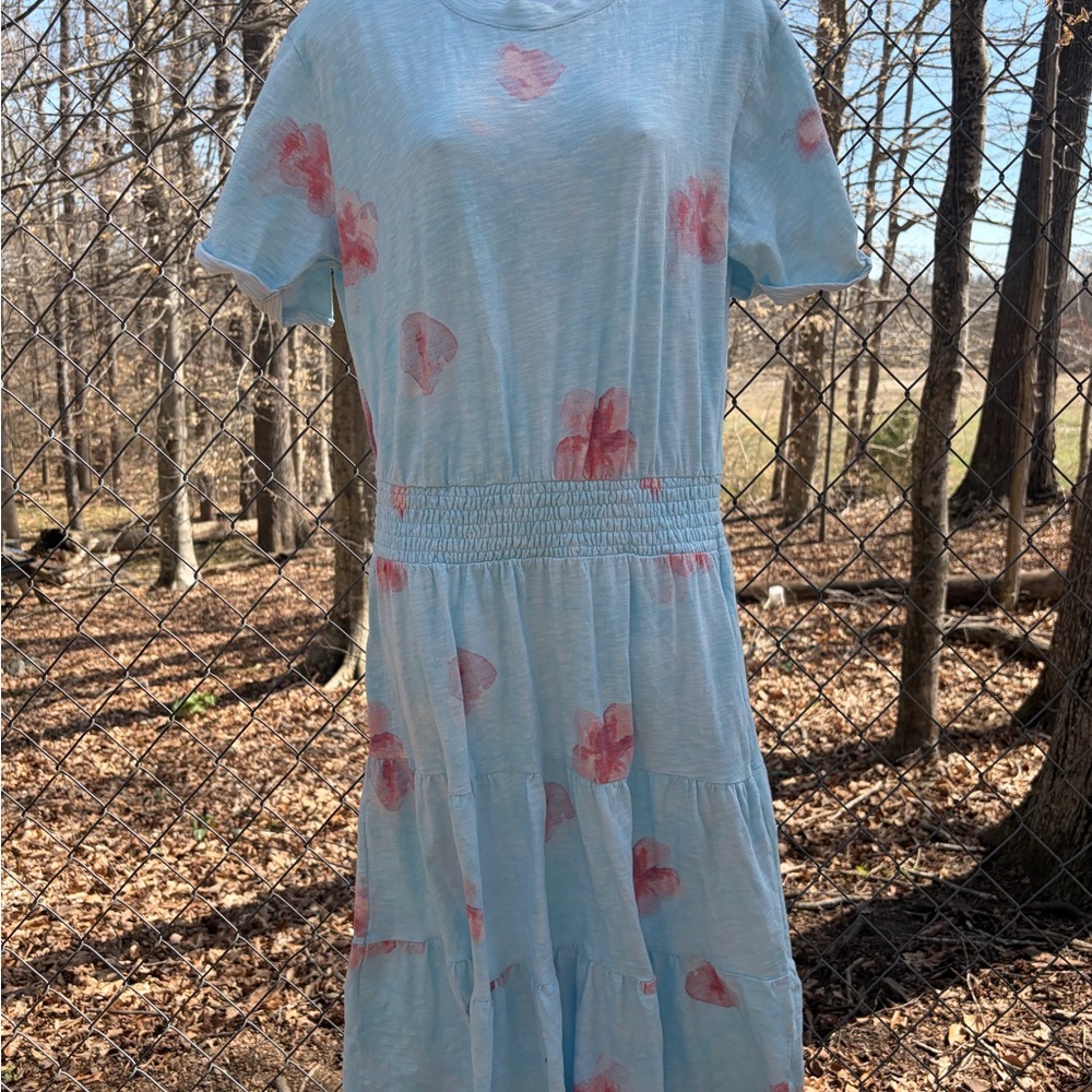 Peace Love World Soft Sky Blue Graphic Dress